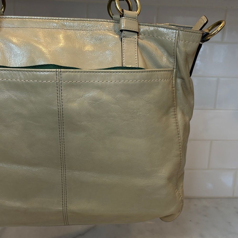 Coach Bag Purse Handbag Leather Chelsea Taupe Patent Convertible Tote Satchel - Picture 6 of 16